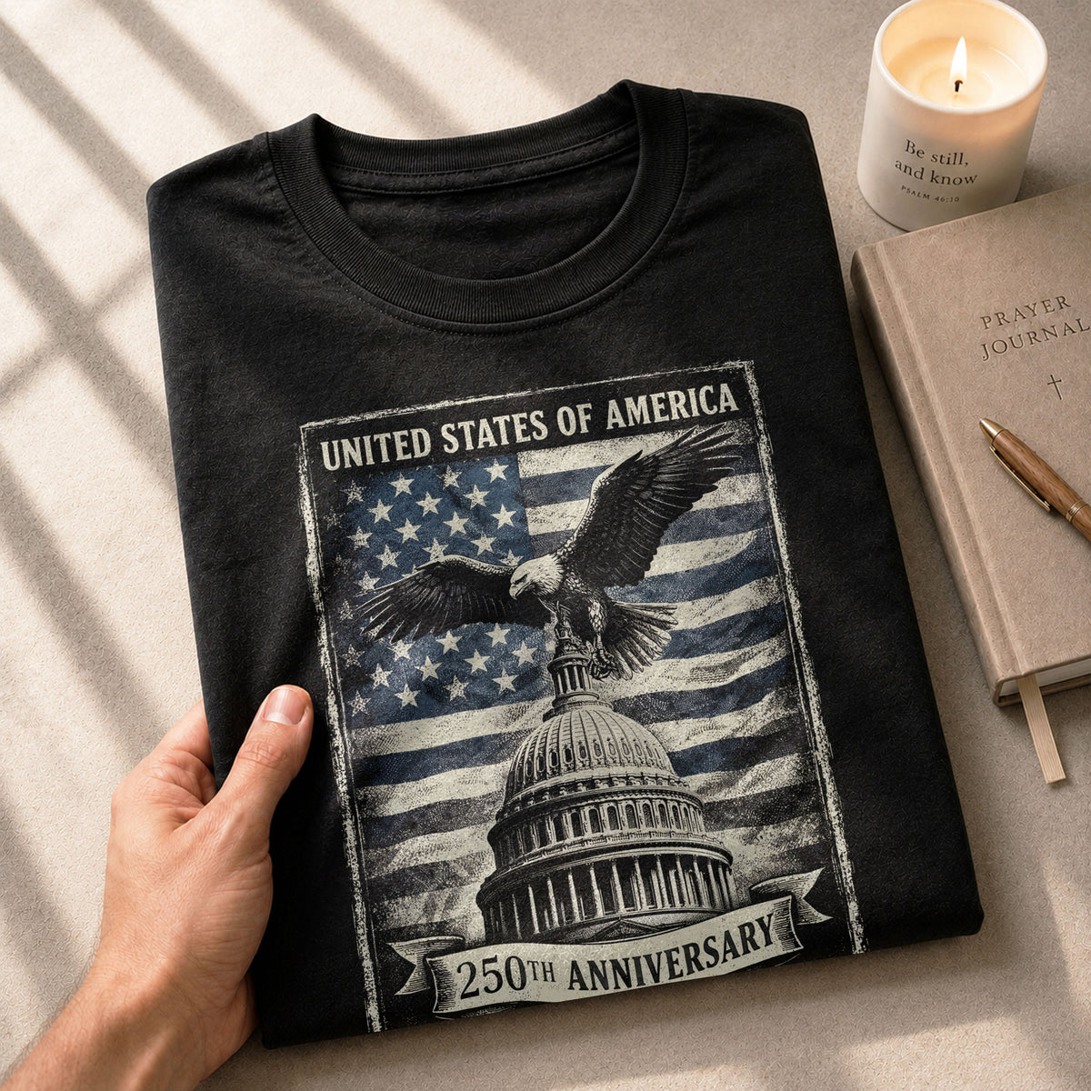 250 Years America Anniversary 1776-2026 Men's Patriotic T-Shirt – Retro Eagle & Capitol Freedom USA 250 Birthday Graphic Tee - Rust Field Wear