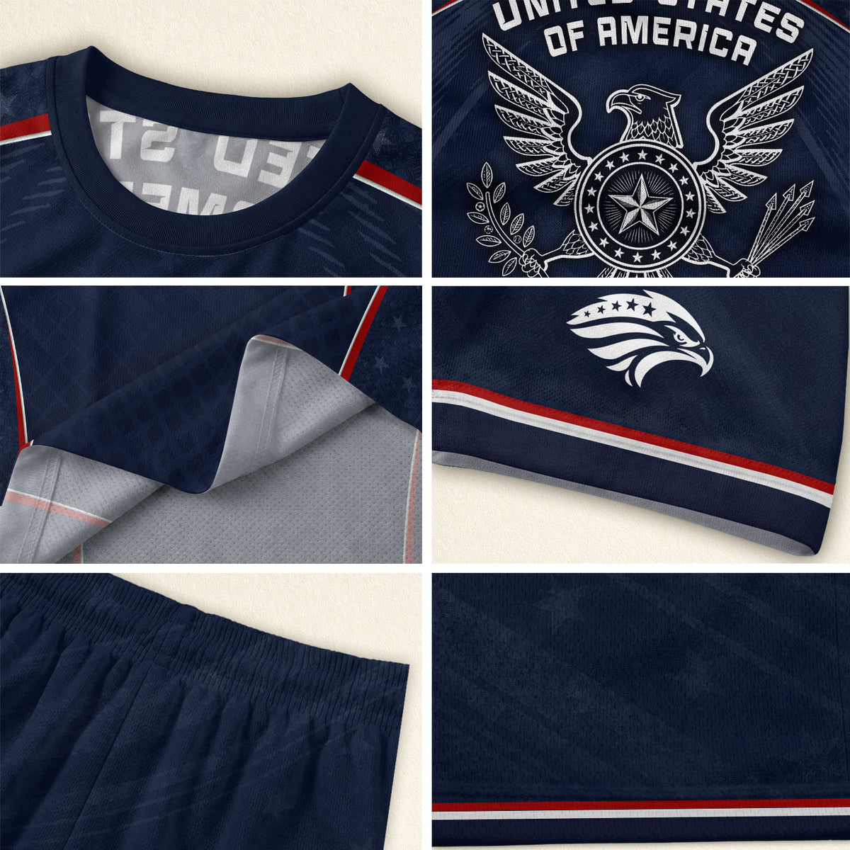USA Soccer Jersey Navy Patriotic Eagle Graphic Athletic T-Shirt for Soccer Fans - Rust Field Wear