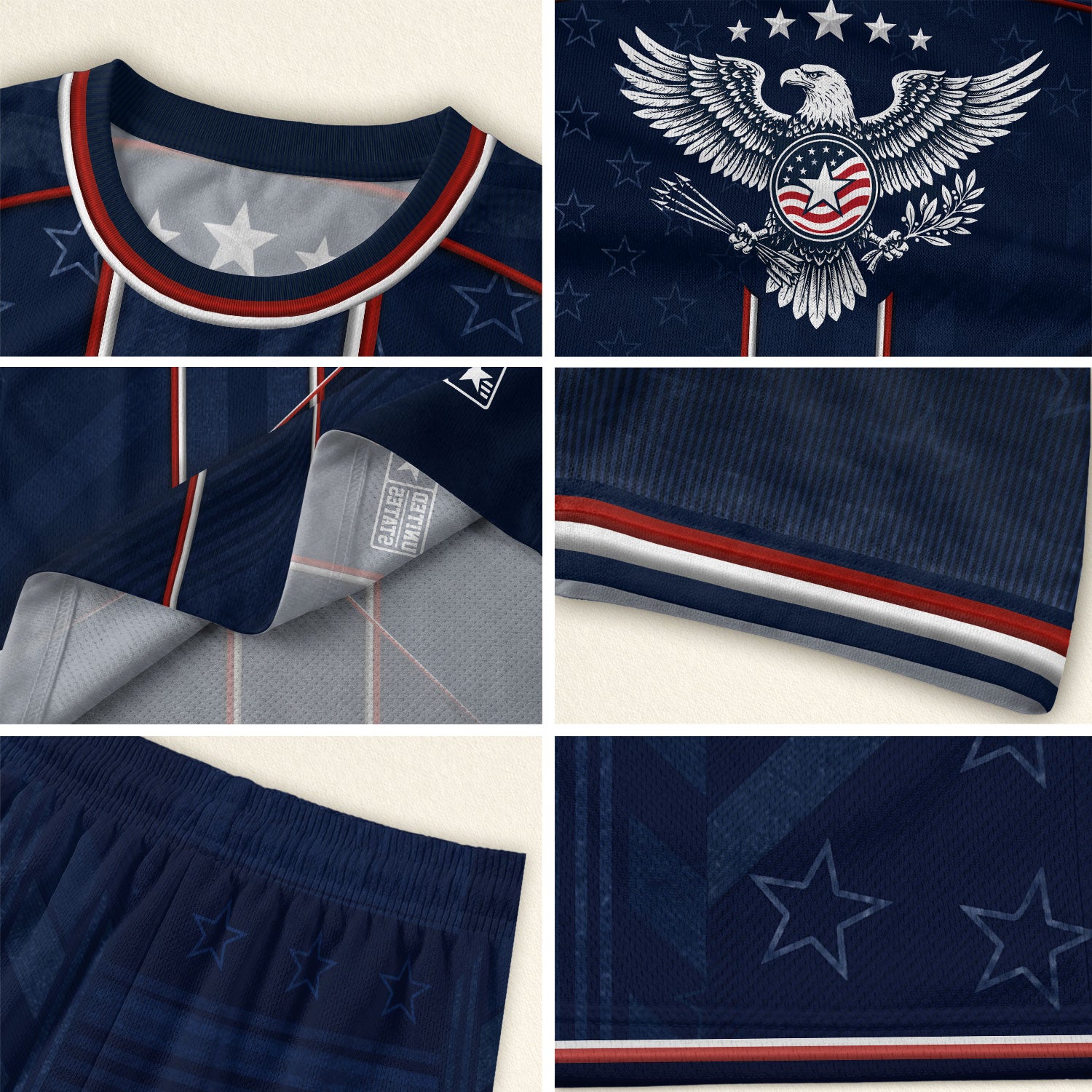 Navy USA Soccer Jersey American Flag Eagle Design Patriot Soccer Shirt for Men Women