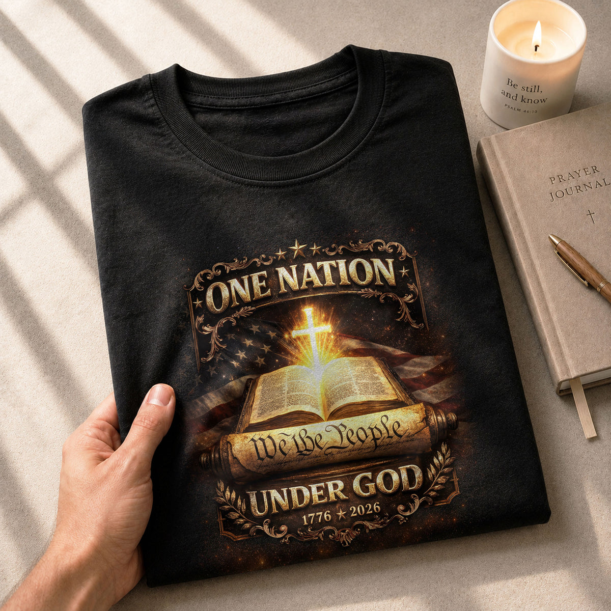 1776-2026 America 250th Anniversary T-Shirt – We The People Bible & Flag One Nation Under God 250 Years of Faith Patriotic Bootleg Tee - Rust Field Wear