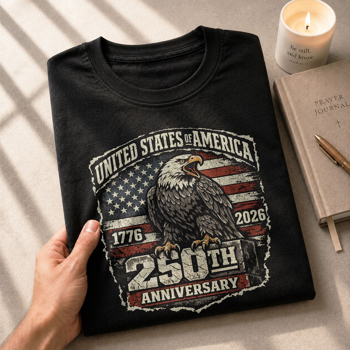 America 250th Anniversary T-Shirt 1776-2026 – USA Patriotic Eagle Legacy Tee - Rust Field Wear