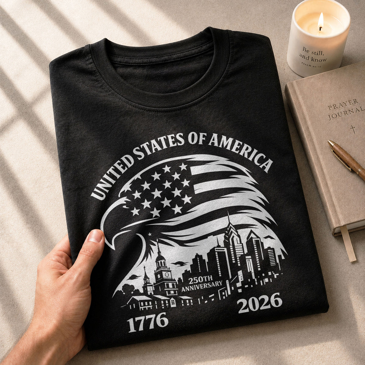 USA 250th Anniversary 1776-2026 T-Shirt – Eagle & American Flag Patriotic Freedom Mens Shirt - Rust Field Wear