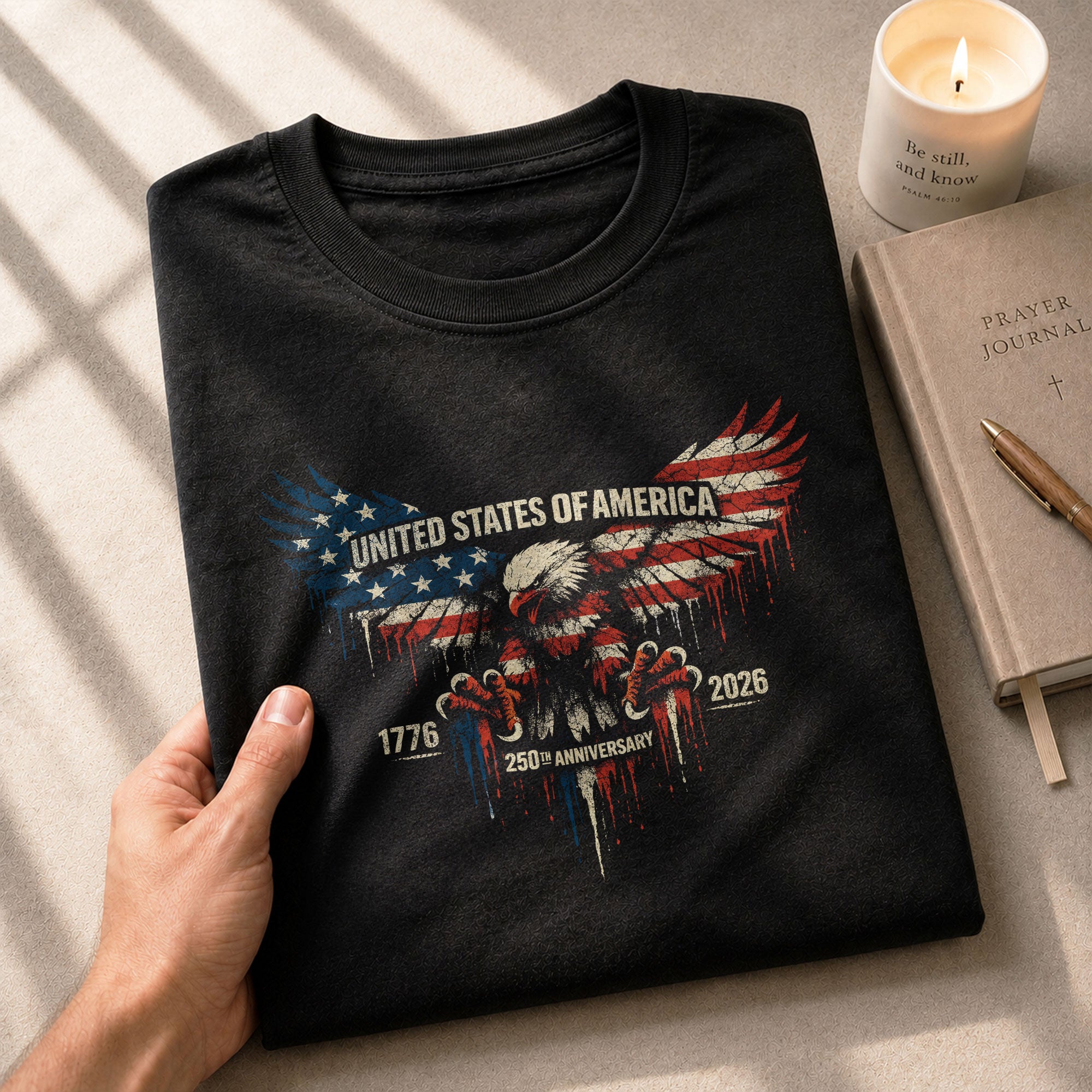 America 250th Anniversary 1776-2026 T-Shirt – USA Flag & Eagle Patriotic 250 Years of Freedom Tee - Rust Field Wear