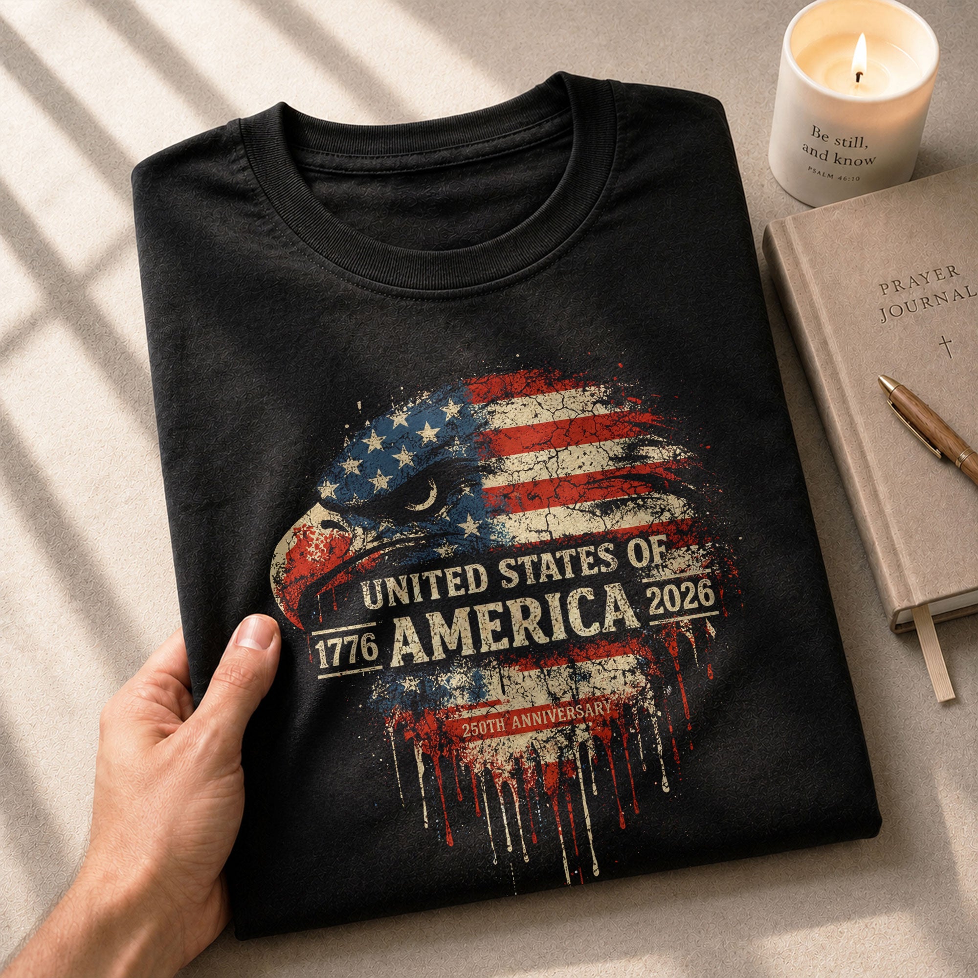 United States 250th Birthday 1776-2026 T-Shirt – USA Flag & Eagle Freedom Patriotic Anniversary Tee - Rust Field Wear