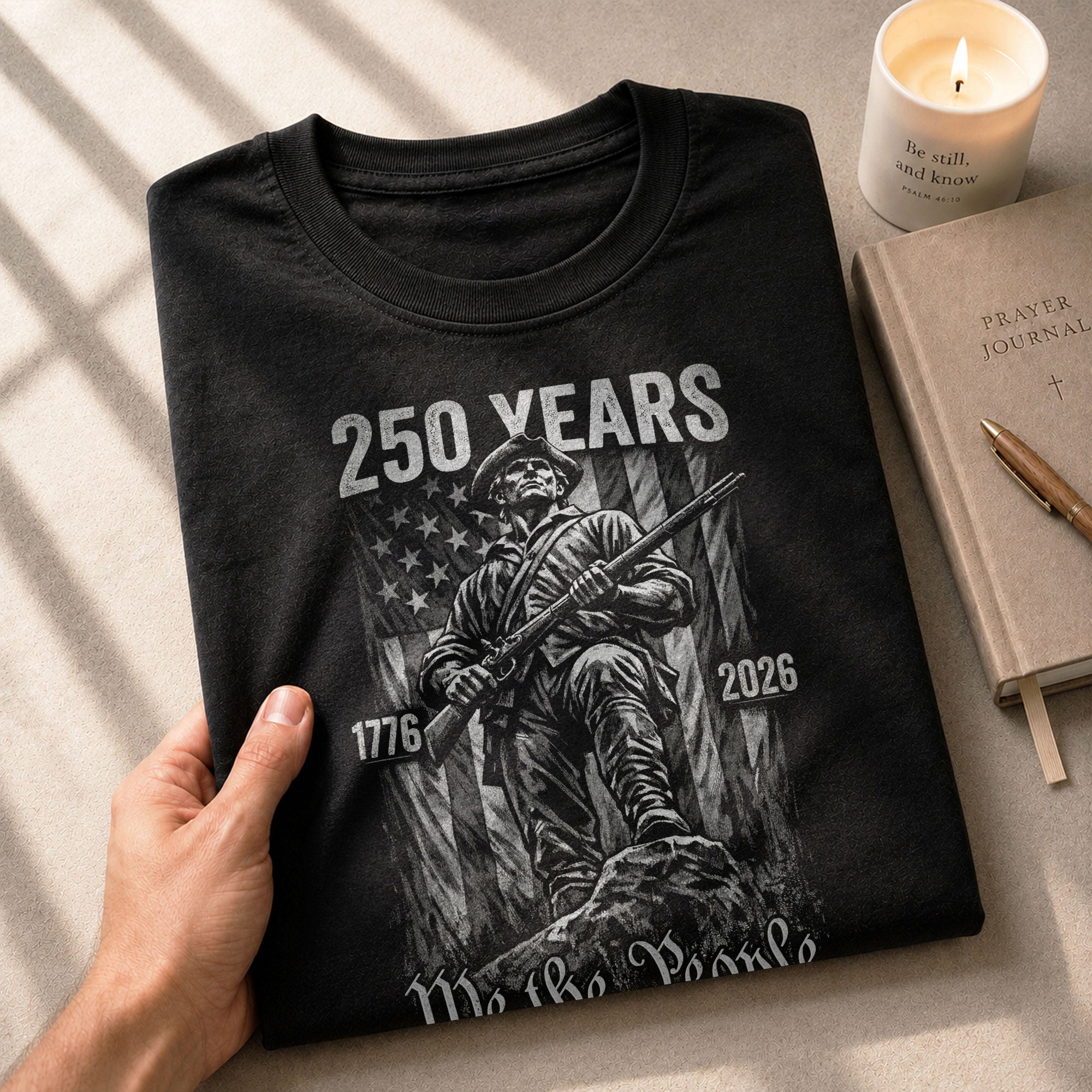 American Revolution 250th Anniversary 1776-2026 T-Shirt – We The People Minuteman Patriotic USA 250 Years Tee - Rust Field Wear