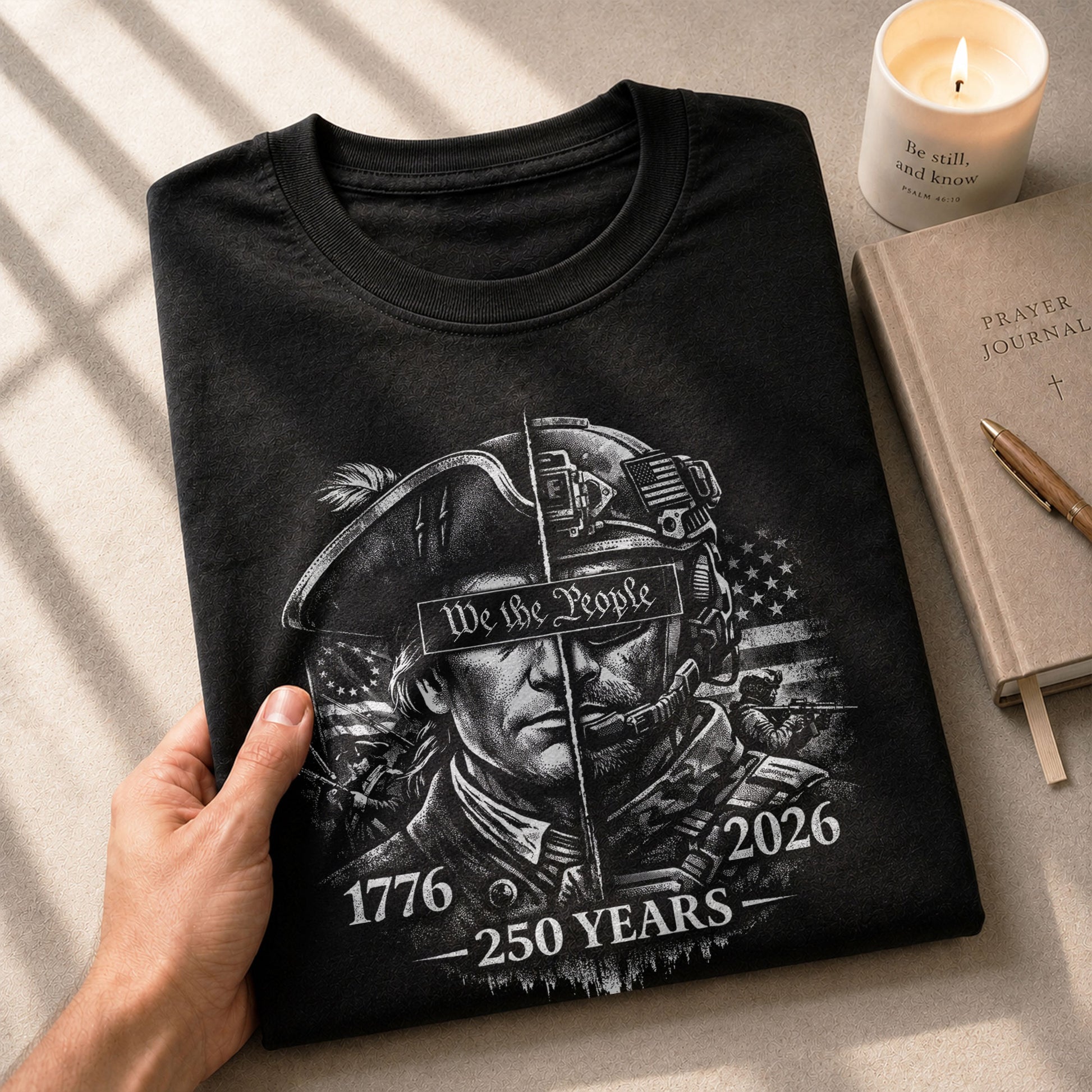 USA 250th Anniversary 1776-2026 T-Shirt – Revolutionary & Modern Soldier We The People Men's Shirt - Rust Field Wear