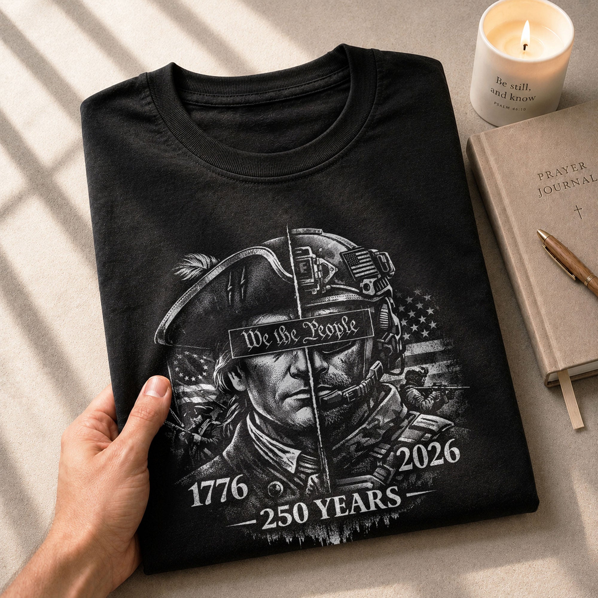 USA 250th Anniversary 1776-2026 T-Shirt – Revolutionary & Modern Soldier We The People Men's Shirt - Rust Field Wear