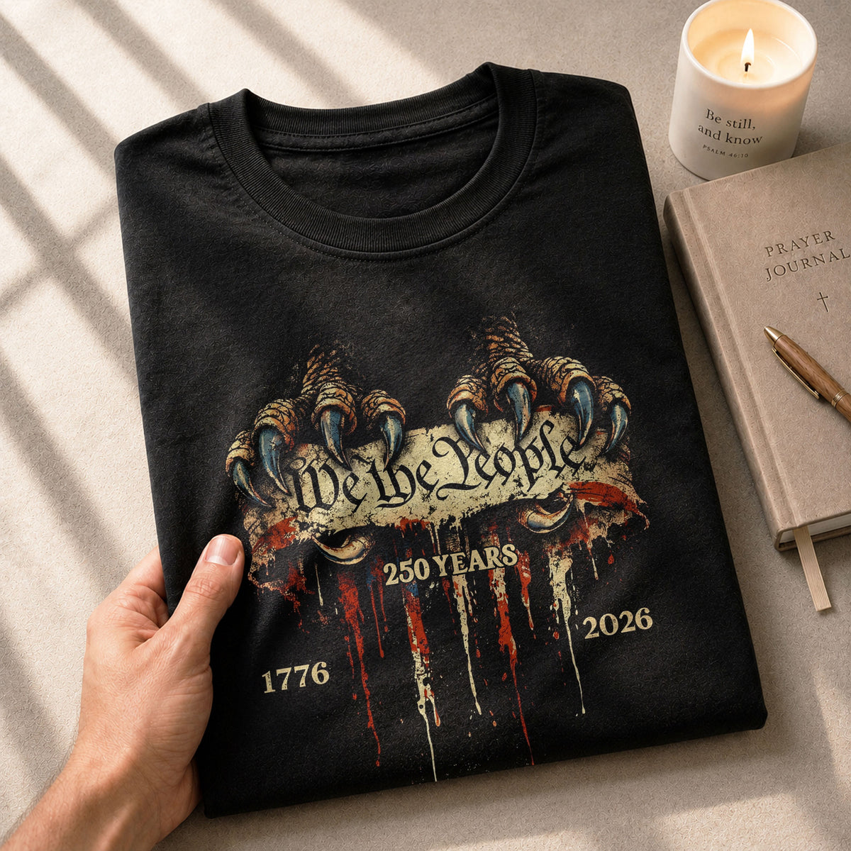 USA 250th Anniversary 1776-2026 T-Shirt – Patriotic Eagle Talons We The People America Tee - Rust Field Wear