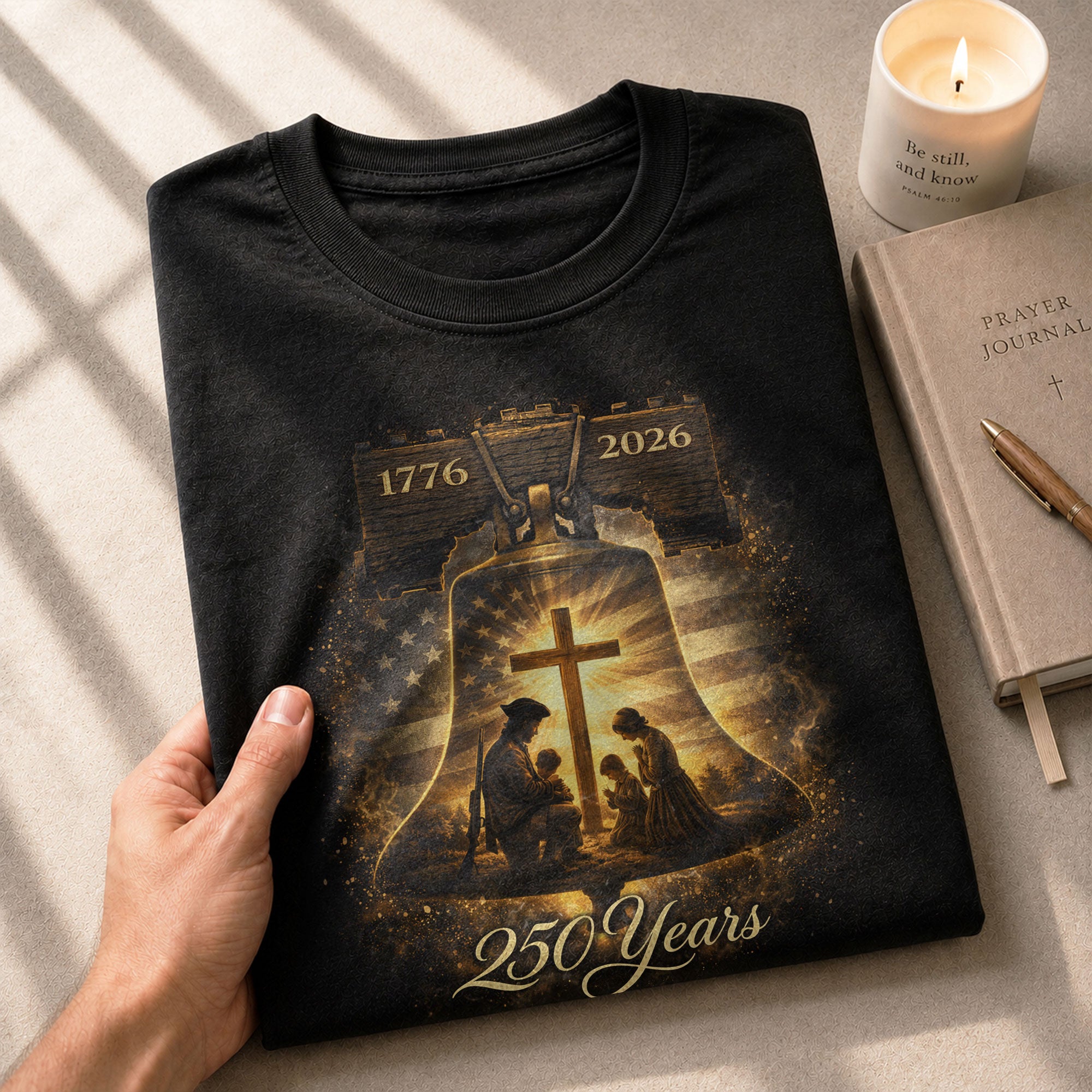 America 250th Anniversary Hoodie 1776-2026 – Family Prayer & Holy Cross Christian Hoodie - Rust Field Wear