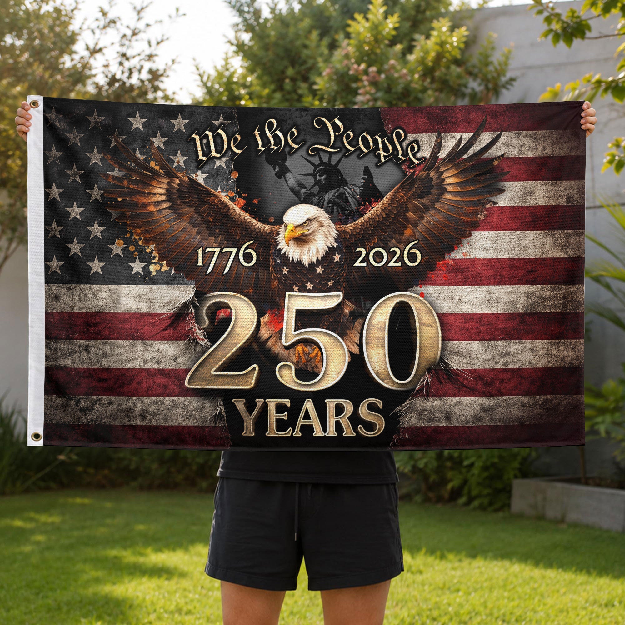 We The People 250 Years Flag 1776–2026 – Eagle Patriotic American Décor