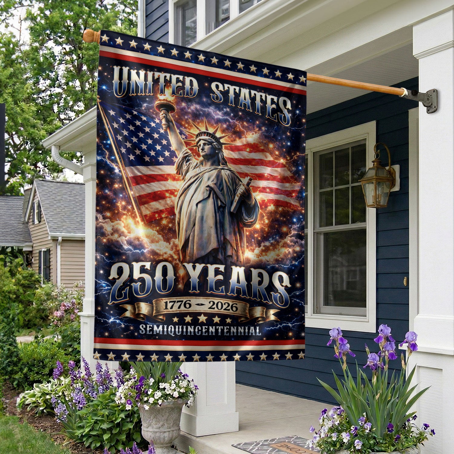 USA 250th Anniversary House Flag 1776-2026 – Statue of Liberty Patriotic Double Sided House Yard Decor