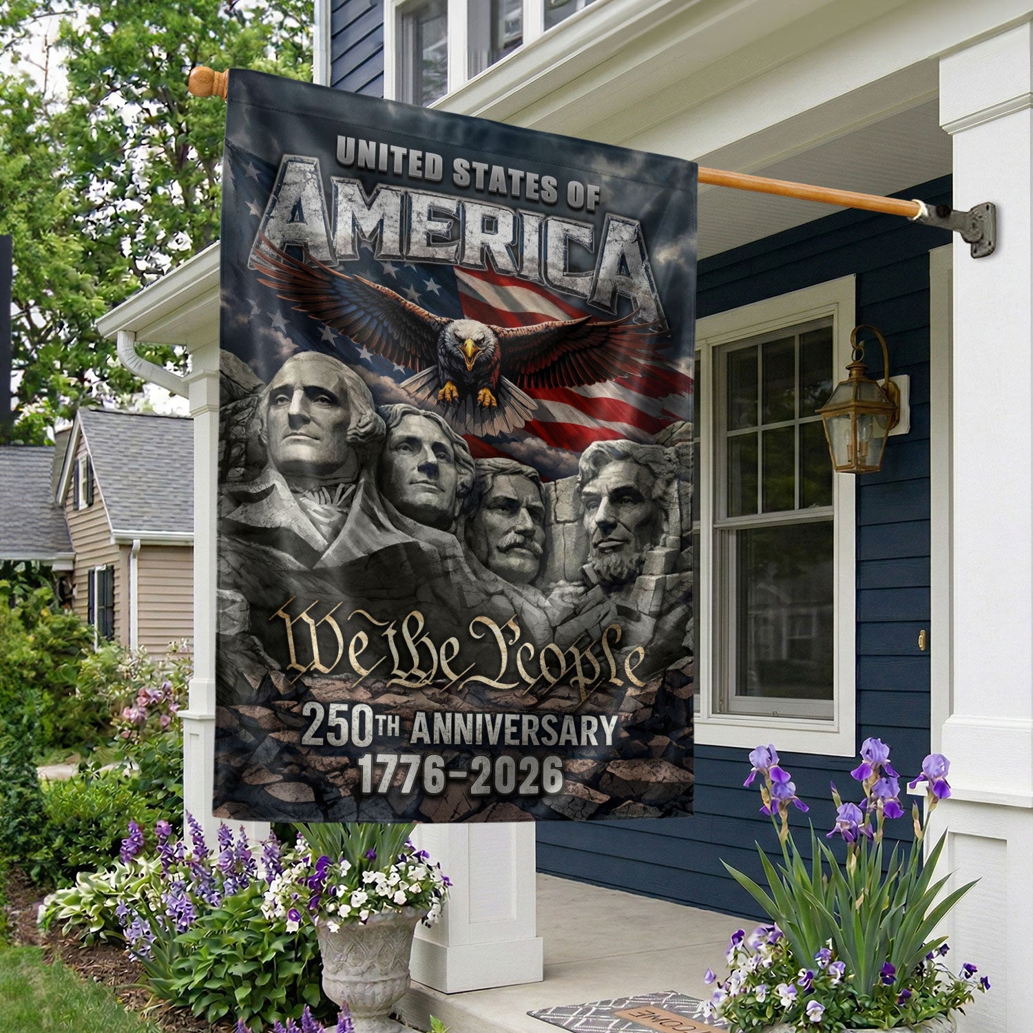 USA 250th Anniversary House Flag 1776–2026 – American Flag 250 Year Anniversary Patriotic Eagle We The People Outdoor Yard Decor Flag