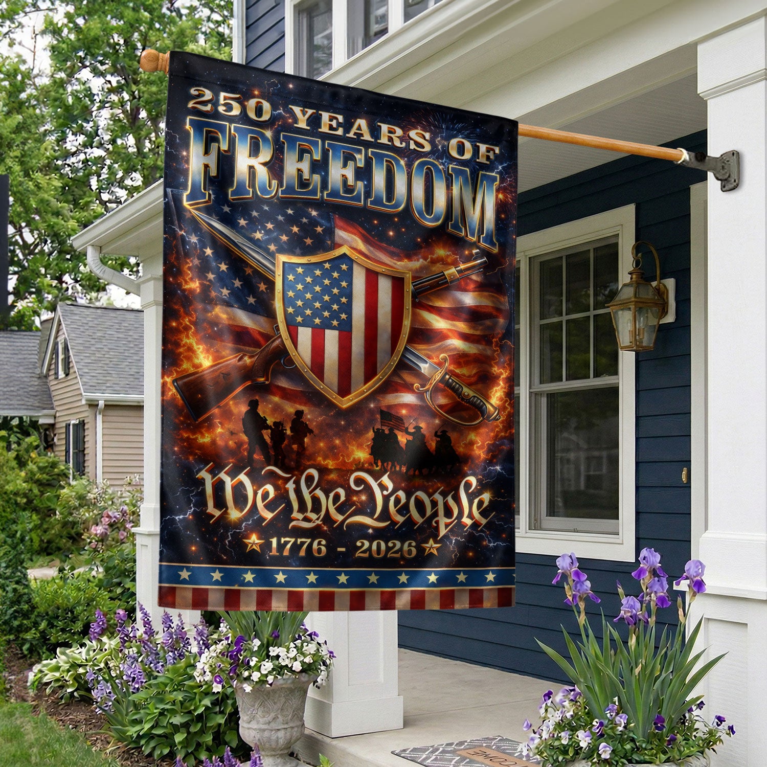 250 Years of Freedom House Flag Patriotic We The People 1776 - 2026 American