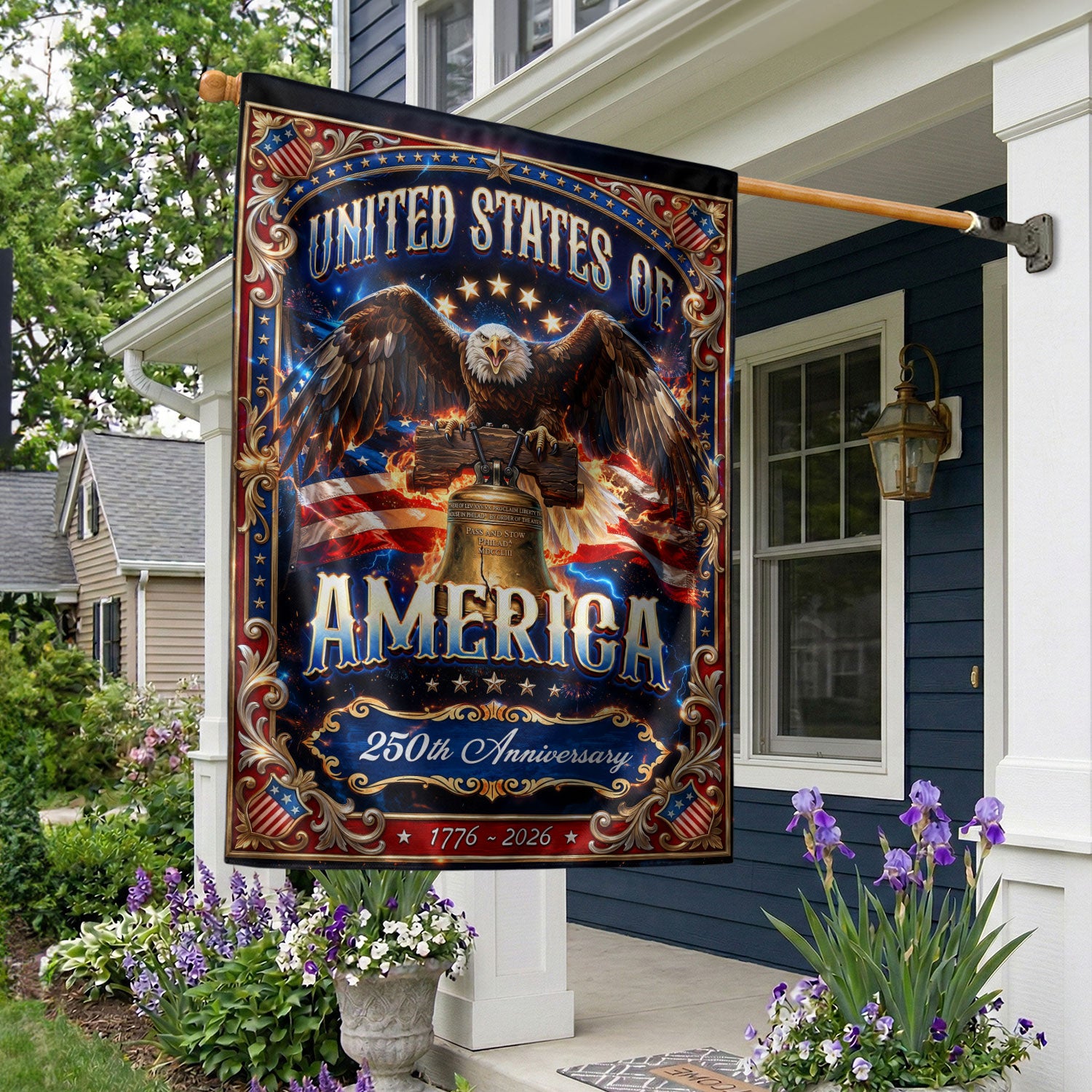 United States America Garden Flag Eagle Liberty Bell 1776 2026 Patriotic Banner