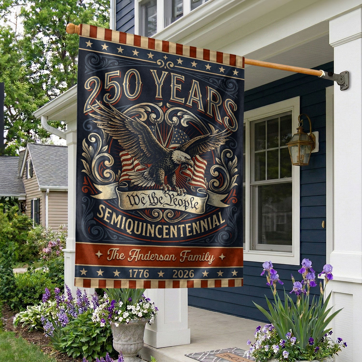 Personalized American Milestone Garden Flag – 250 Years Celebration with Eagle & “We the People” Design (1776–2026)
