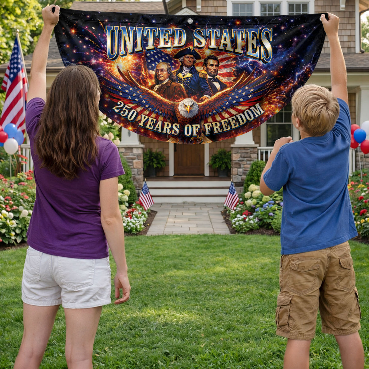 America 250 Years of Freedom Fence - Patriotic Eagle & Founding Fathers for 2026 - Rust Field Wear