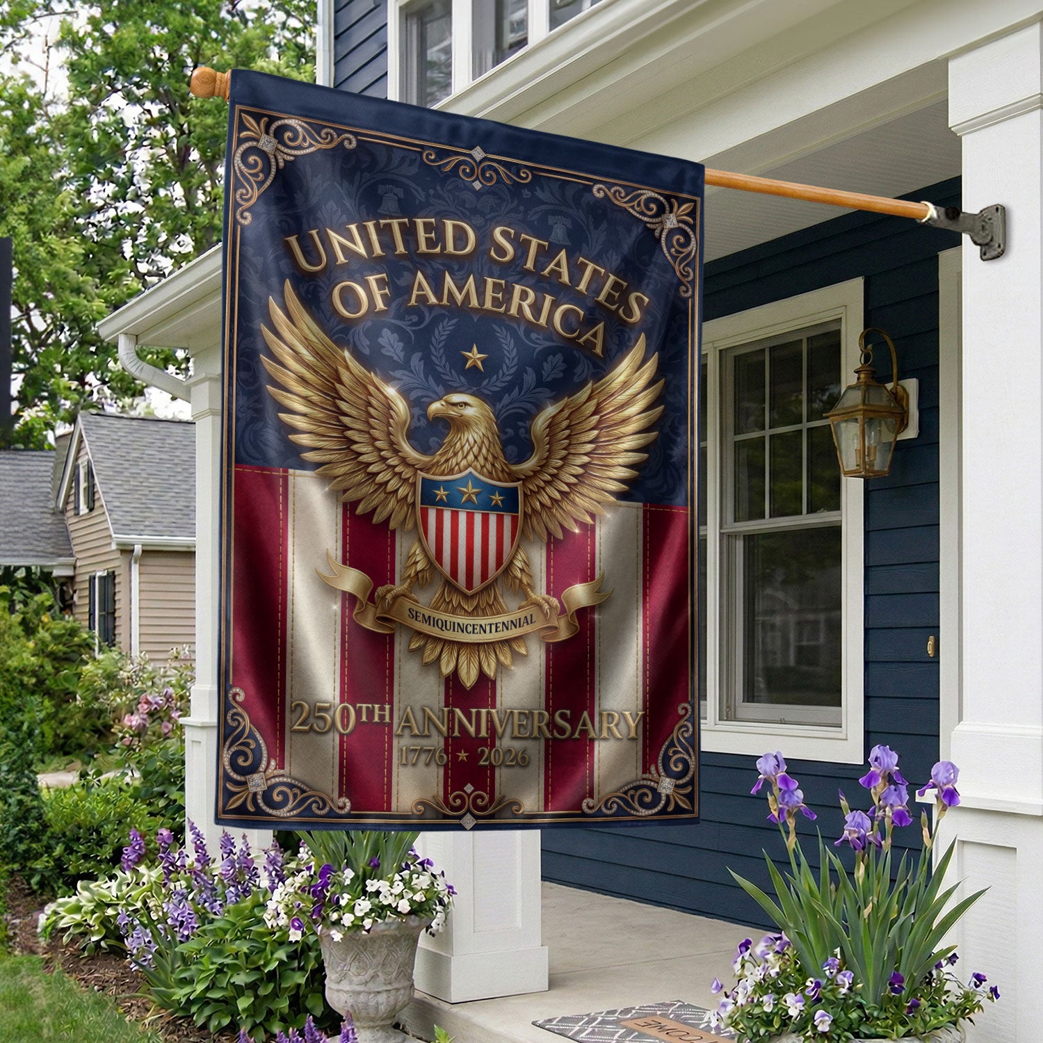 250th Anniversary House Flag USA Eagle Patriotic Banner 1776-2026 Outdoor Decor