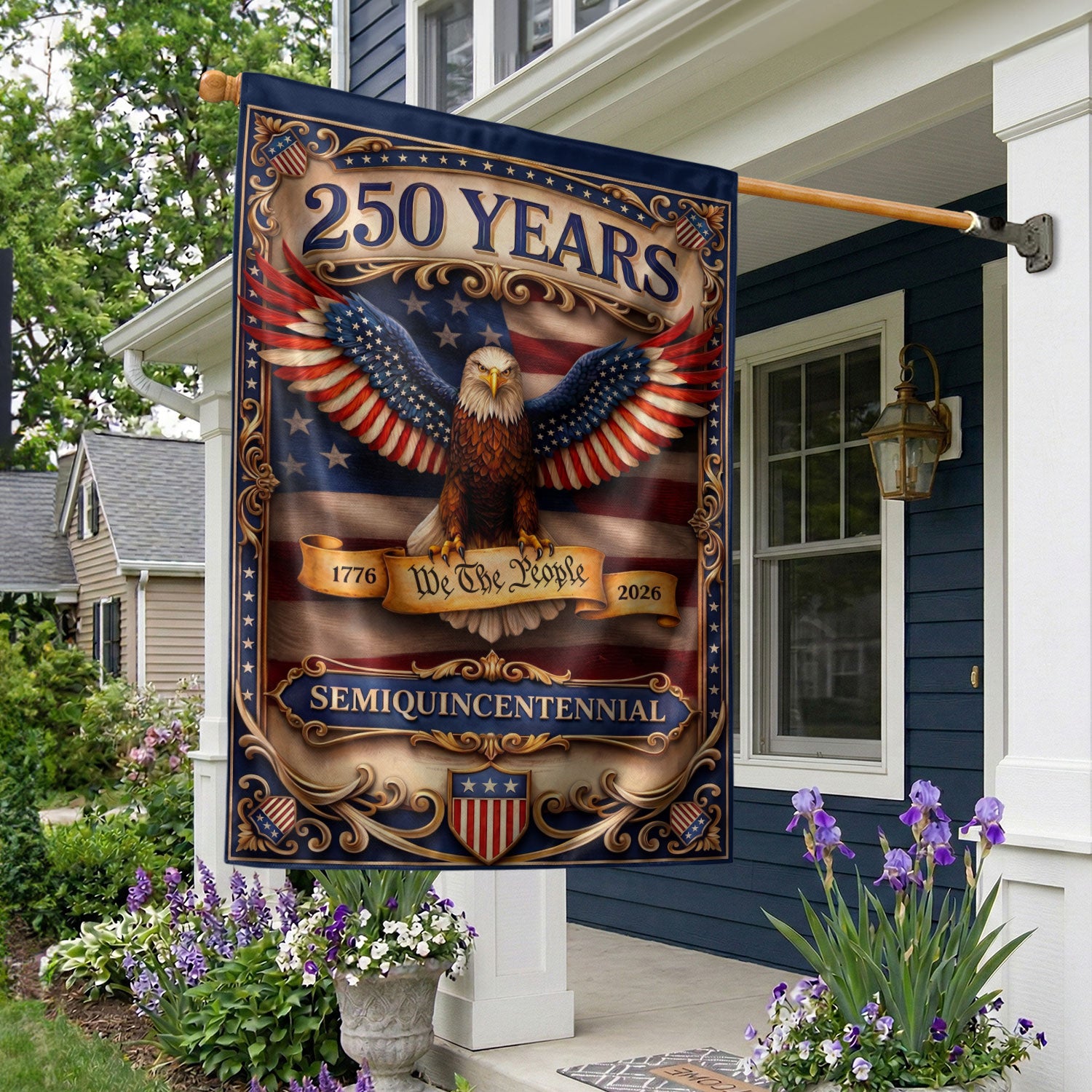 250 Years House Flag Patriotic Eagle We The People USA Banner 1776-2026 Outdoor Decor