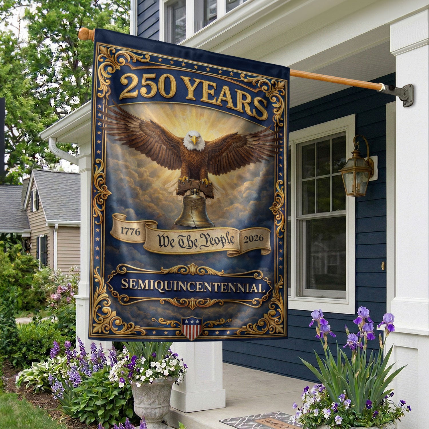 250th Anniversary Garden Flag USA Eagle Patriotic Banner We The People 1776-2026