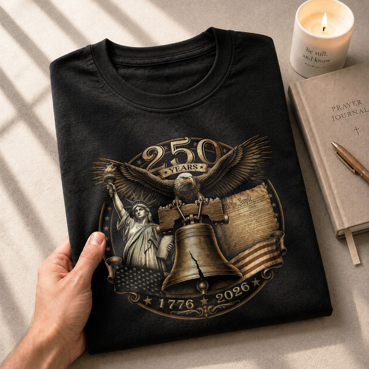Liberty Bell Statue of Liberty T-Shirt - Patriotic 250 Years Heritage Tee - Rust Field Wear