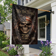 250th Anniversary House Flag - We The People Patriotic Skull Banner Home Decoration - Rust Field Wear