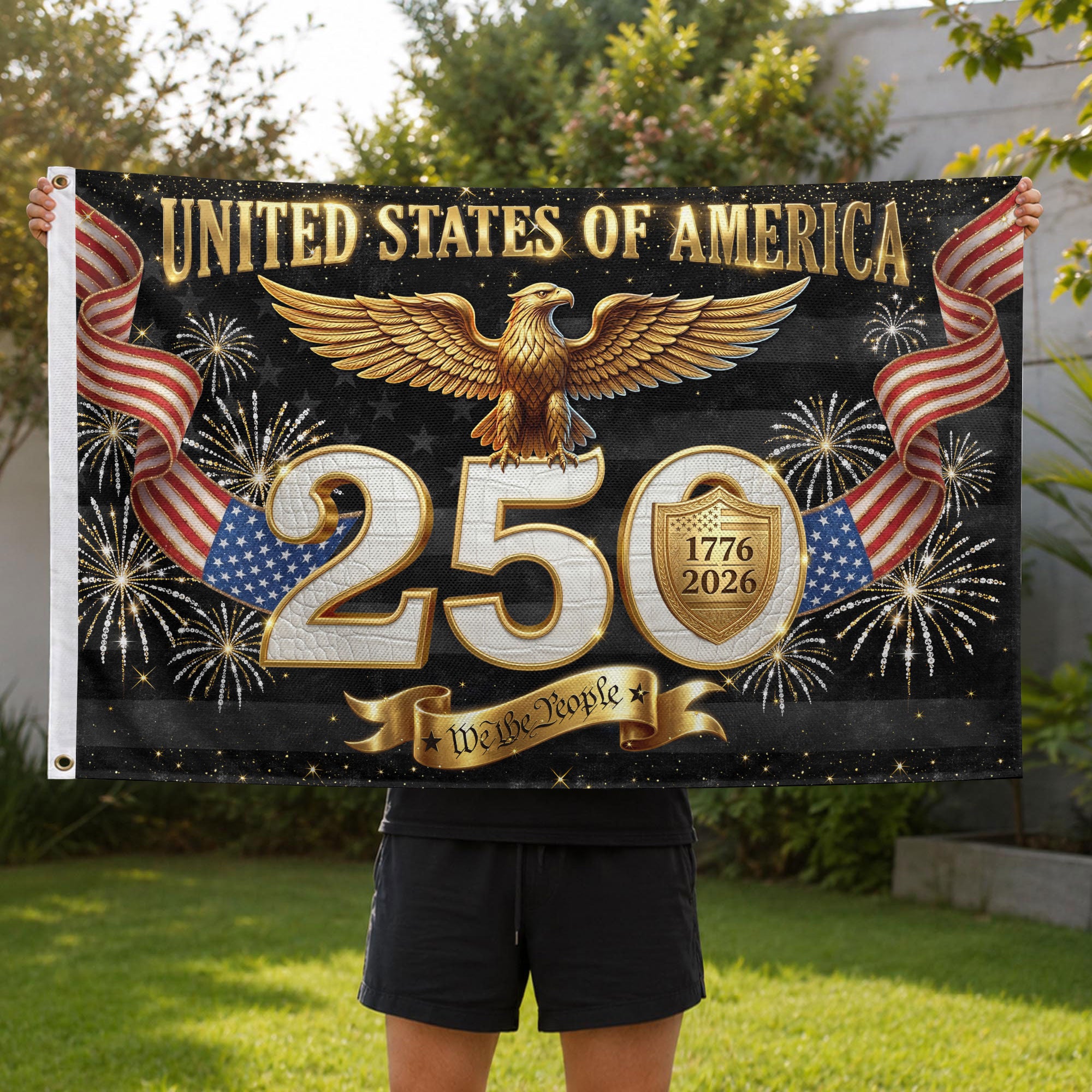 USA 250th Anniversary House Flag 1776–2026 Eagle Patriotic Outdoor Banner Decor