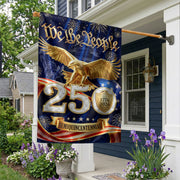 250 Years United States House Flag - We The People Golden Eagle Patriotic Home Banner - Rust Field Wear