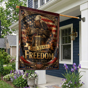 250 Years of Freedom House Flag 1776-2026 Liberty Bell & Eagle Patriotic Banner - Rust Field Wear