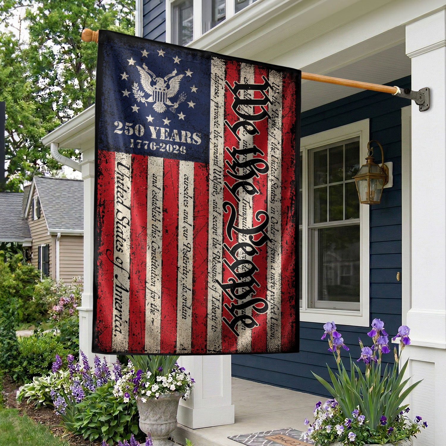 250th Anniversary United States House Flag - Constitution Script Patriotic Home Banner