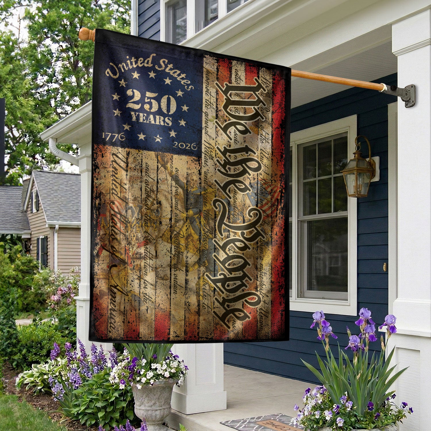 250th Anniversary United States House Flag - Vintage Constitution Patriotic Home Banner