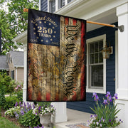 250th Anniversary United States House Flag - Vintage Constitution Patriotic Home Banner - Rust Field Wear