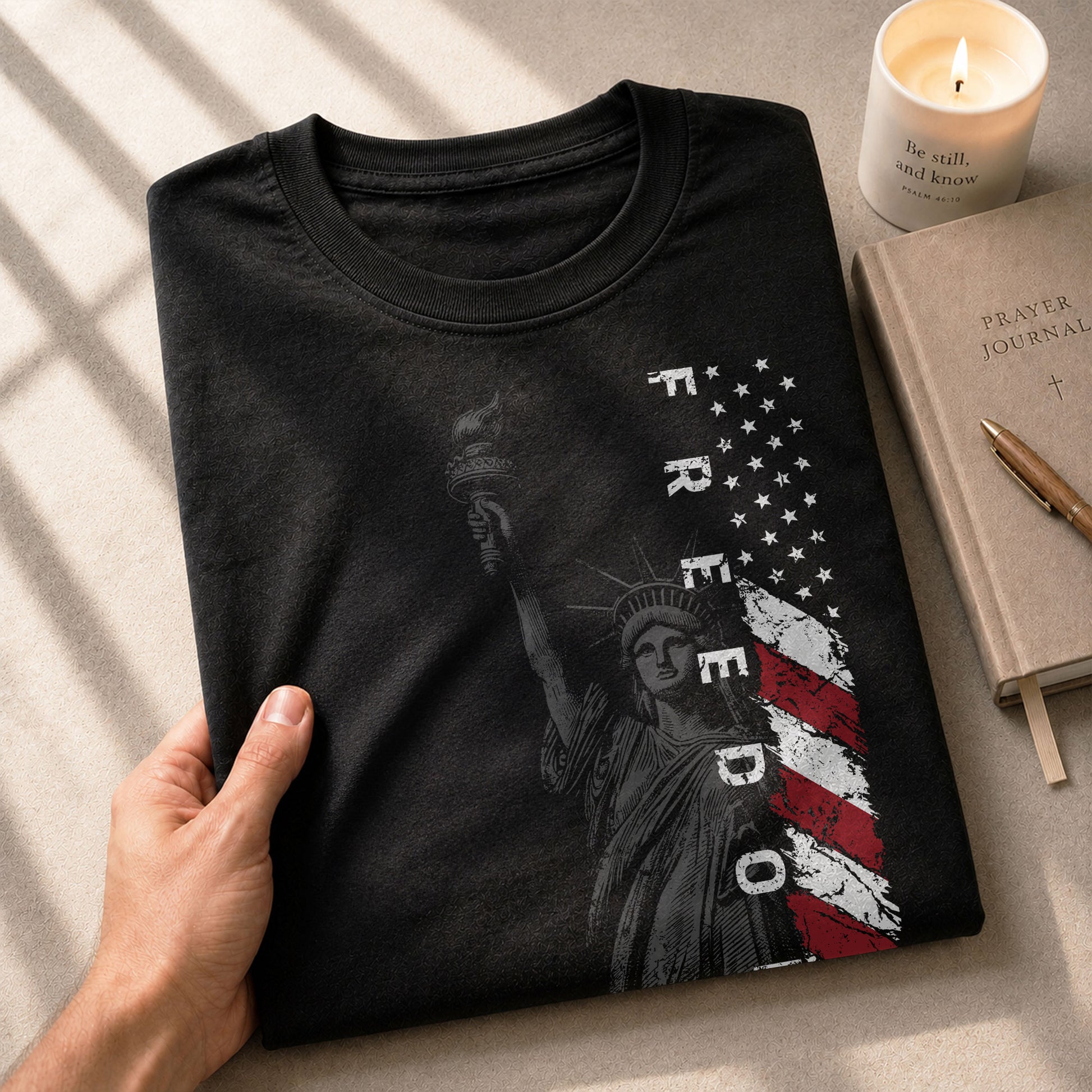 Freedom Shirts for Men, Freedom Statue of Liberty American Flag Patriotic USA - Patriotic T Shirts - Rust Field Wear