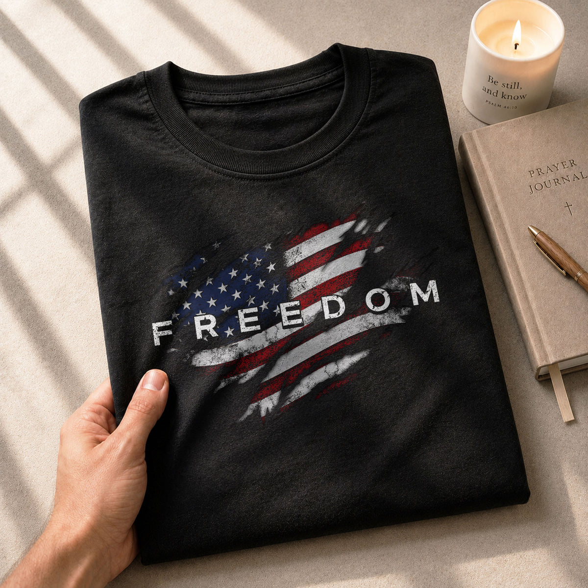 Freedom American Flag Distressed Patriotic USA - Freedom T Shirt, Patriotic Shirts for Men - Rust Field Wear