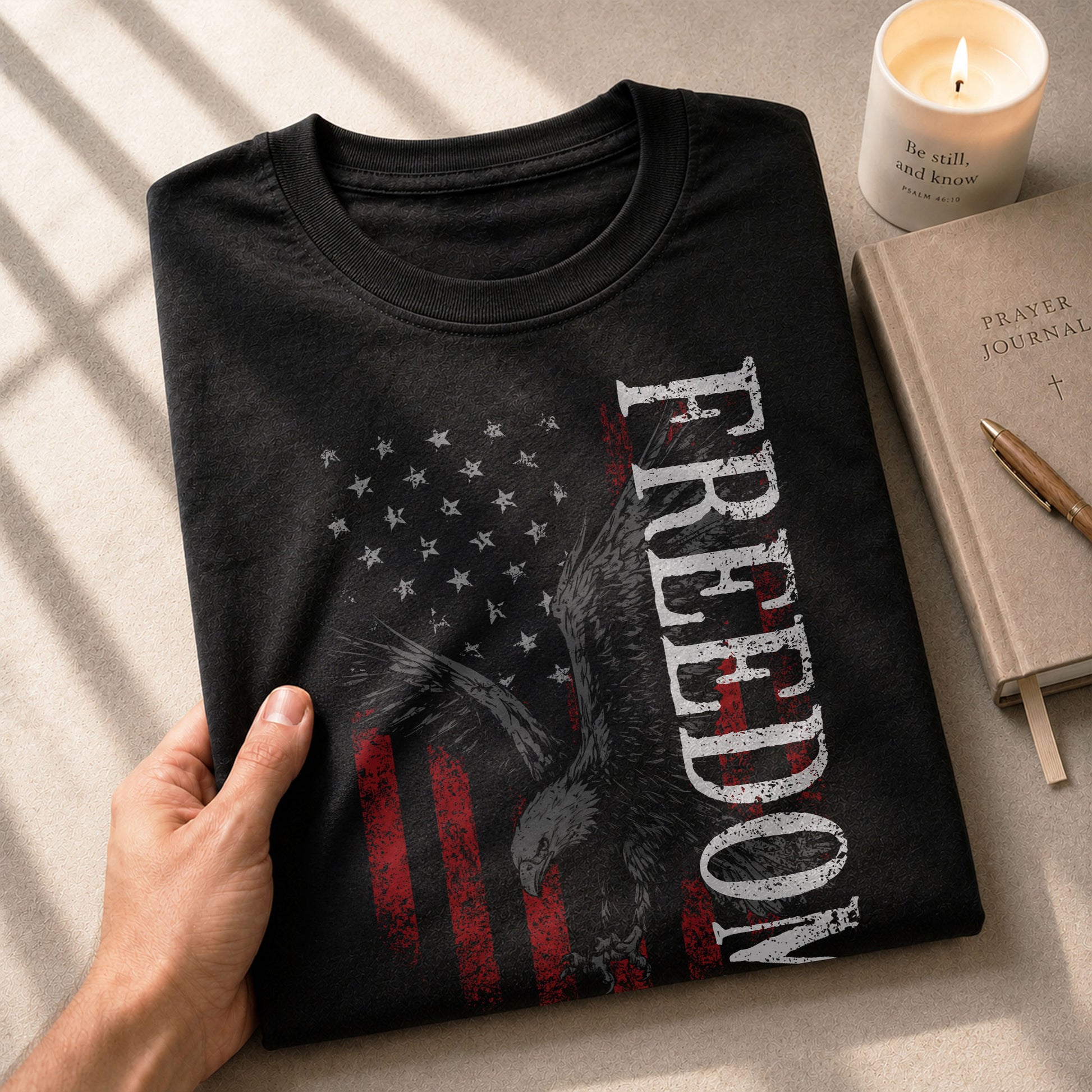 Freedom T Shirt, Freedom Eagle American Flag Patriotic USA Vintage Style - Freedom Shirts for Men - Rust Field Wear
