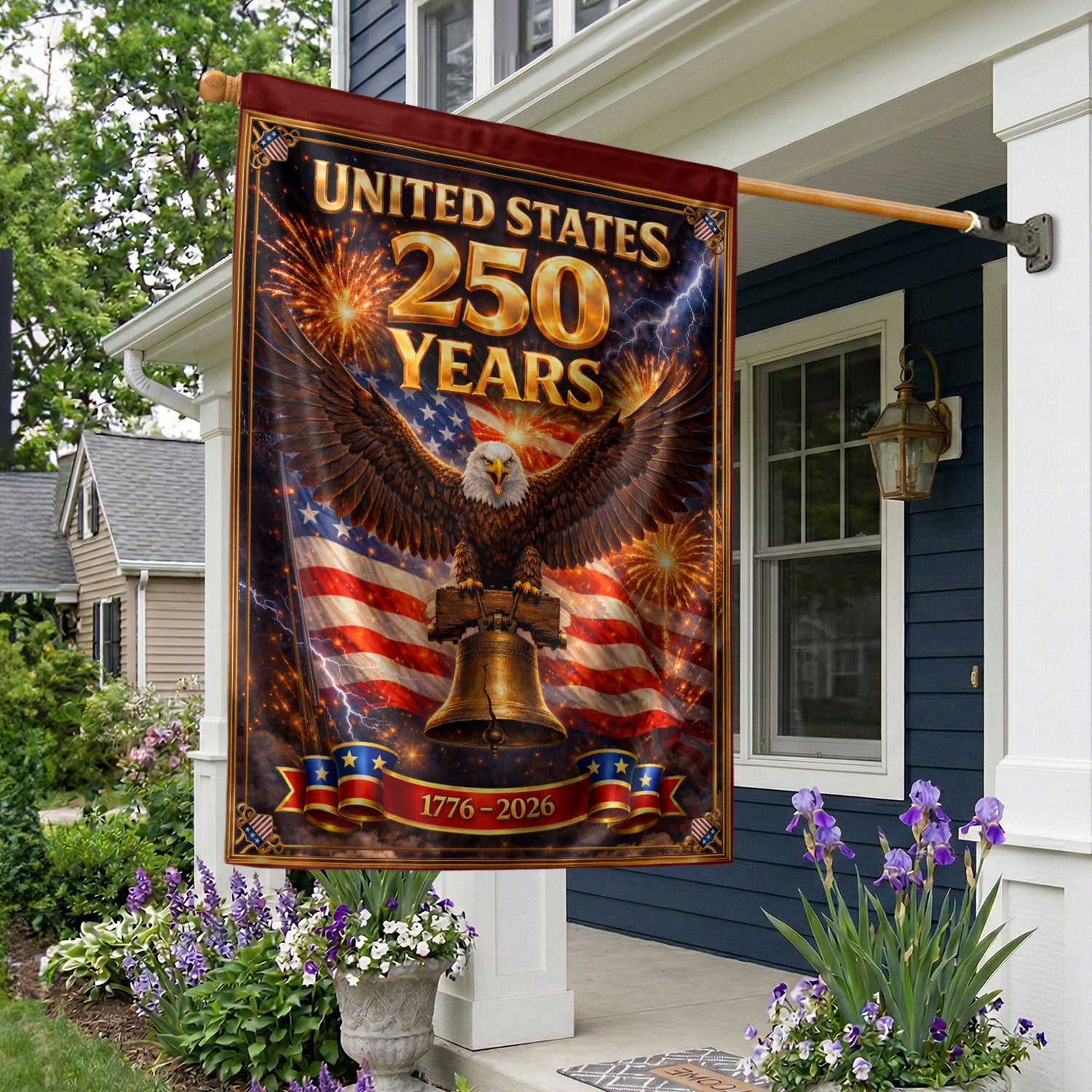 United States 250 Years House Flag - Majestic Eagle & Liberty Bell Patriotic Banner