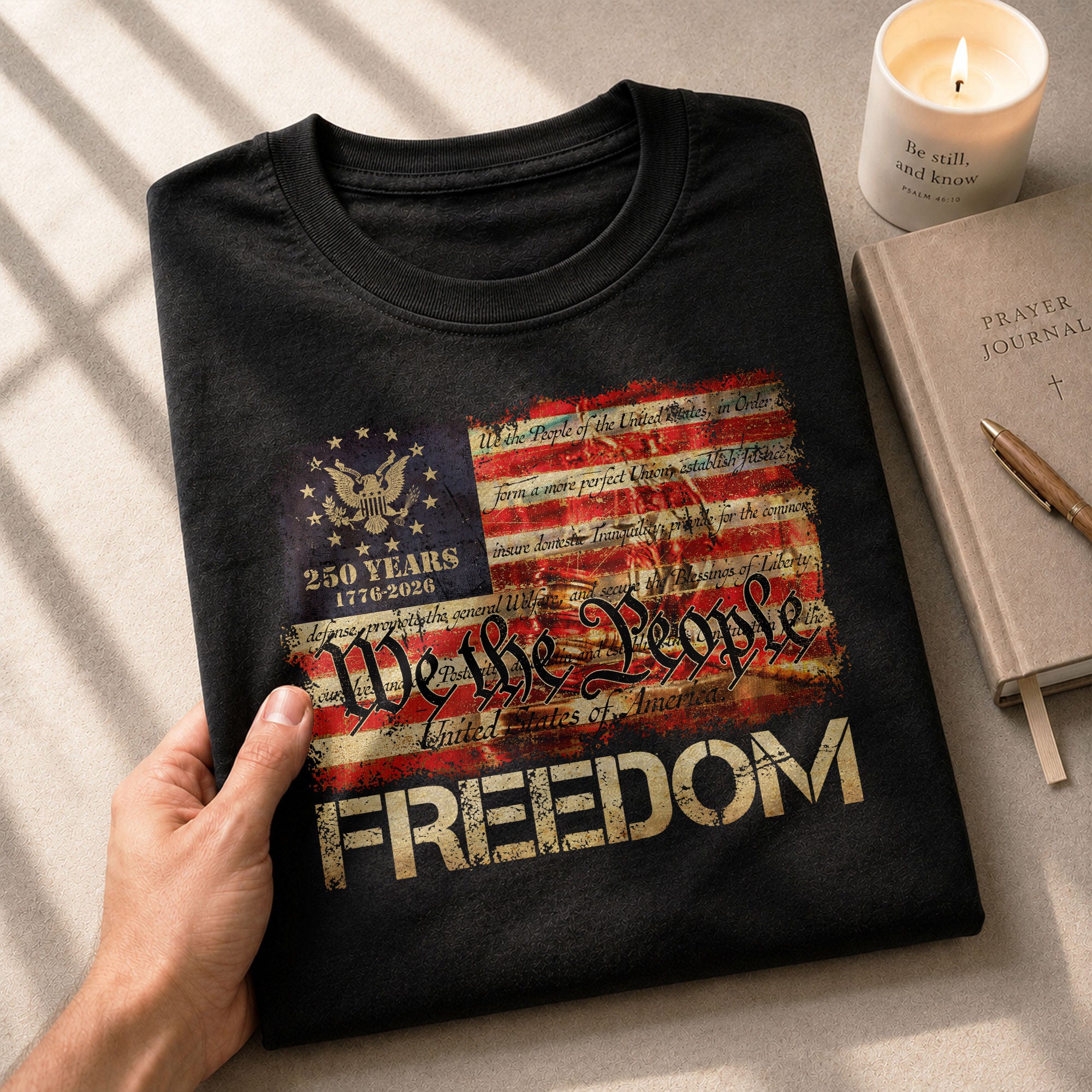 Patriotic T Shirts, Freedom We The People American Flag Constitution Patriotic Eagle - Freedom Shirts for Men - Rust Field Wear