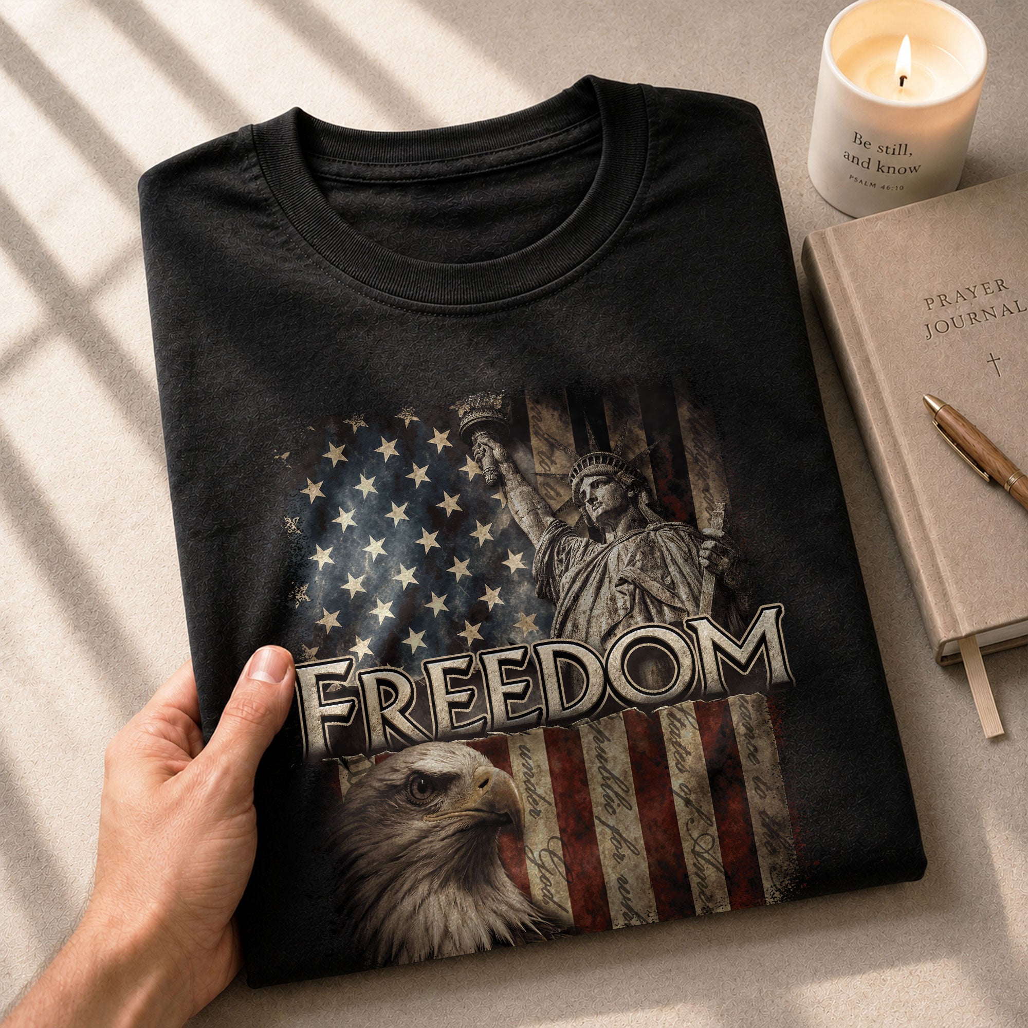 Freedom Statue of Liberty Eagle American Flag Patriotic Pride - Freedom T Shirt, Patriotic Shirts for Men - Rust Field Wear