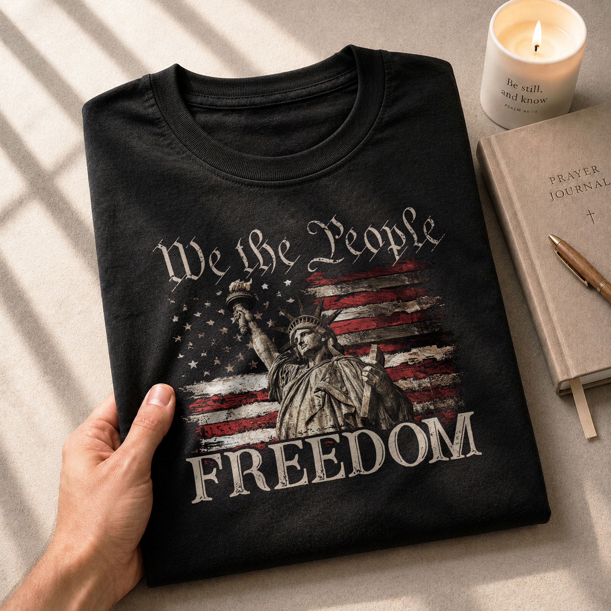 Freedom We The People Statue of Liberty American Flag Patriotic, Patriotic T Shirts - Freedom Shirts for Men - Rust Field Wear