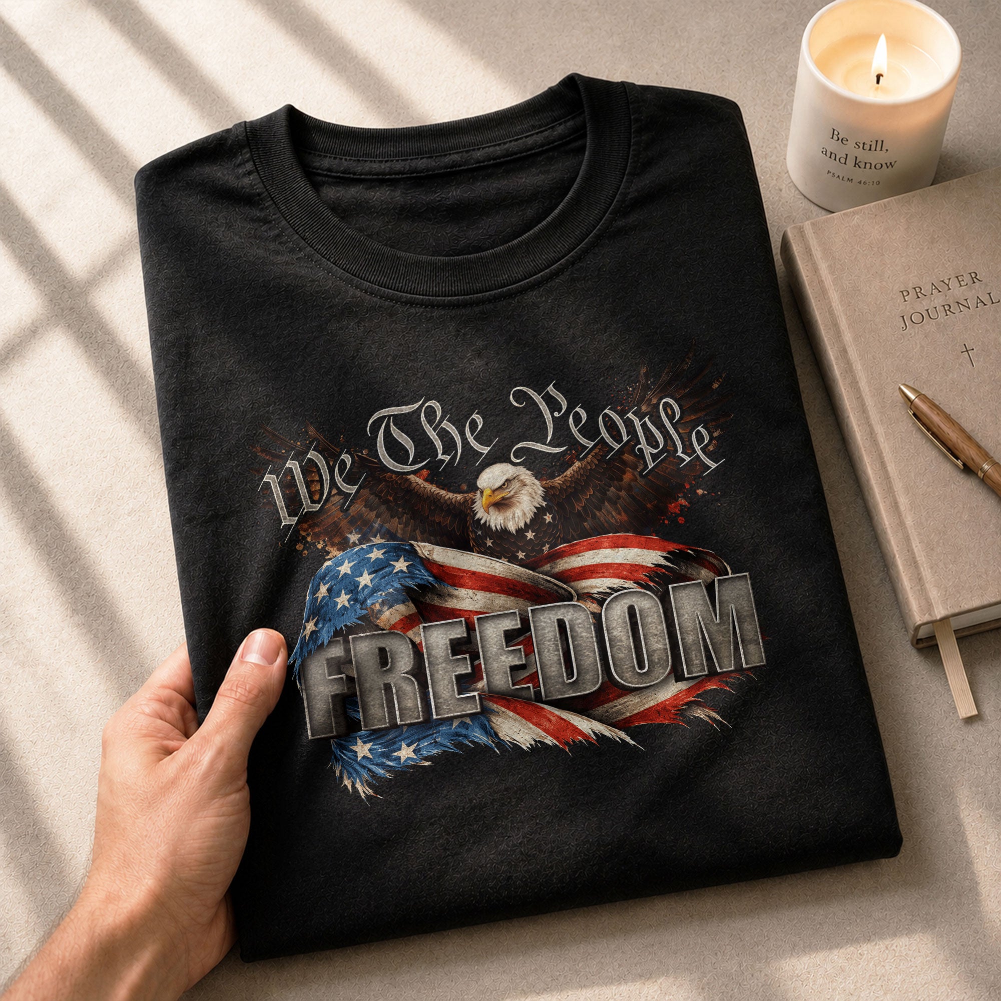 Patriotic T Shirts, American Pride Freedom We The People Flag Eagle Patriotic - Freedom Shirts for Men - Rust Field Wear