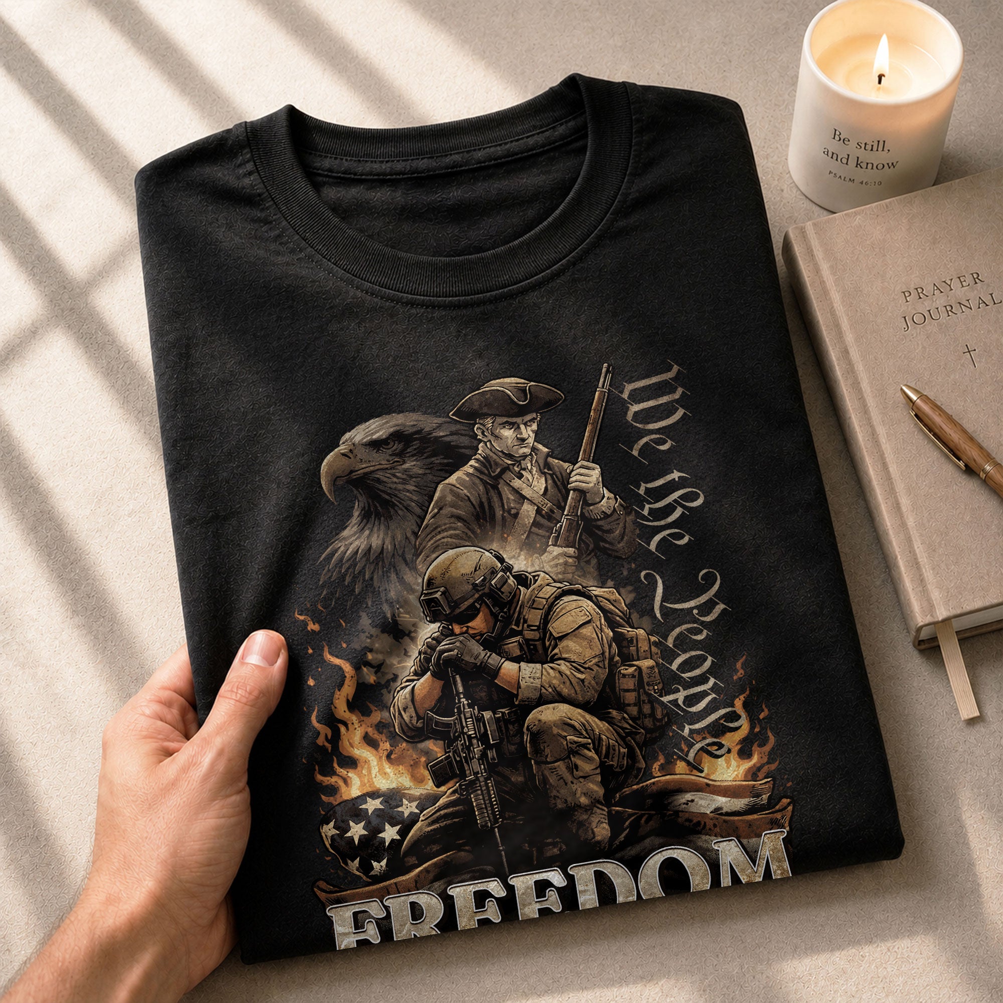 We The People Military Veteran Patriotic Eagle Flag - Freedom Shirts for Men, Patriotic T Shirts - Rust Field Wear