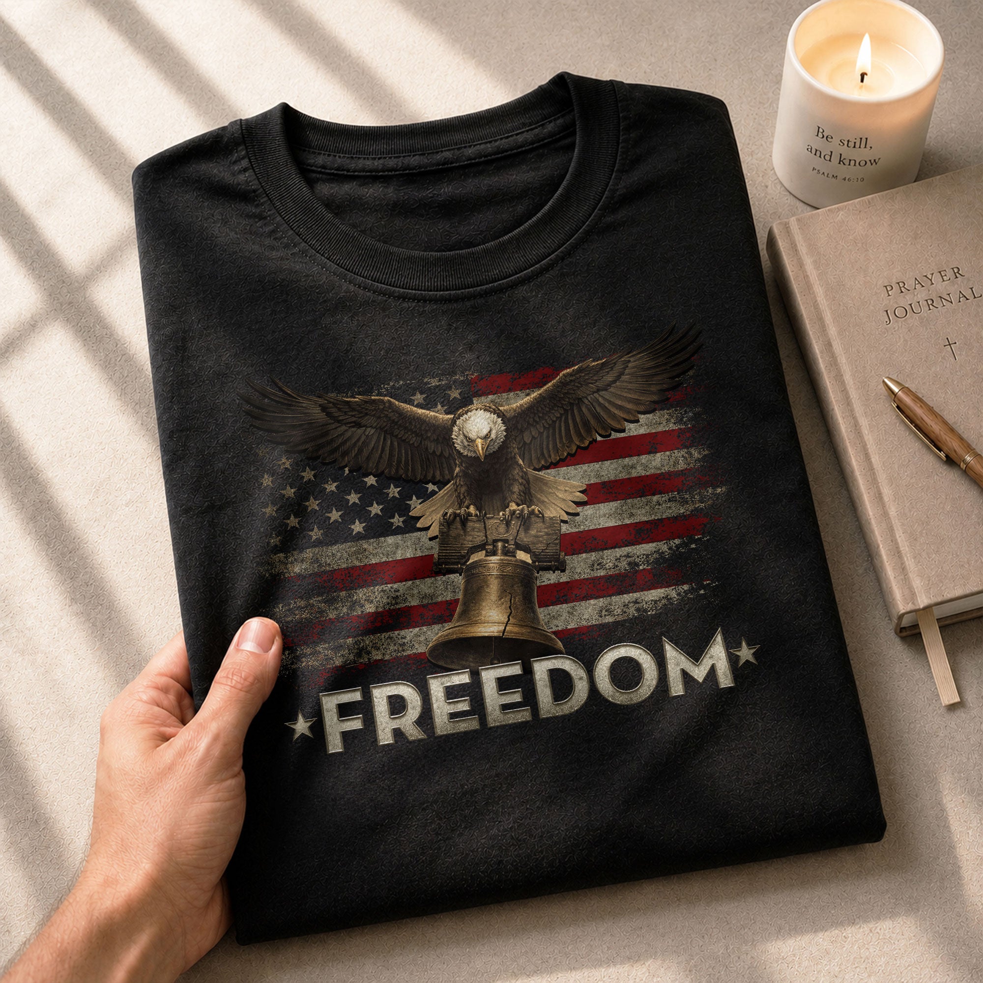 Freedom Shirts for Men, Freedom American Flag Eagle Liberty Bell Patriotic Vintage Pride - Patriotic T Shirts - Rust Field Wear