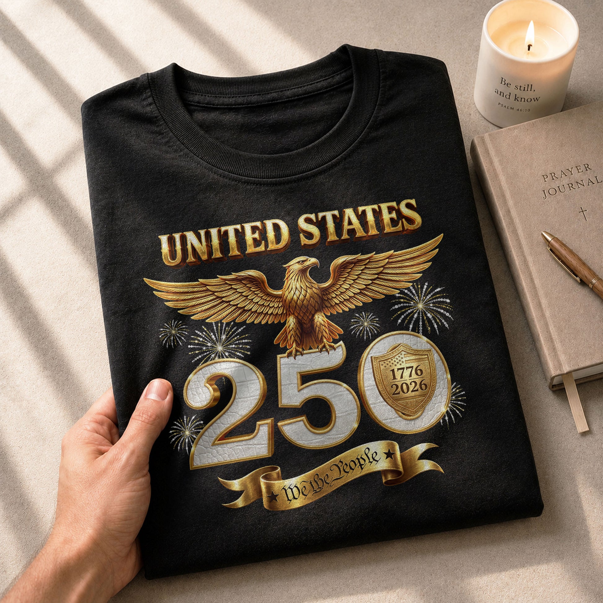 Patriotic 250 Years T-Shirt 1776-2026 - United States Golden Eagle Anniversary Shirt - Rust Field Wear