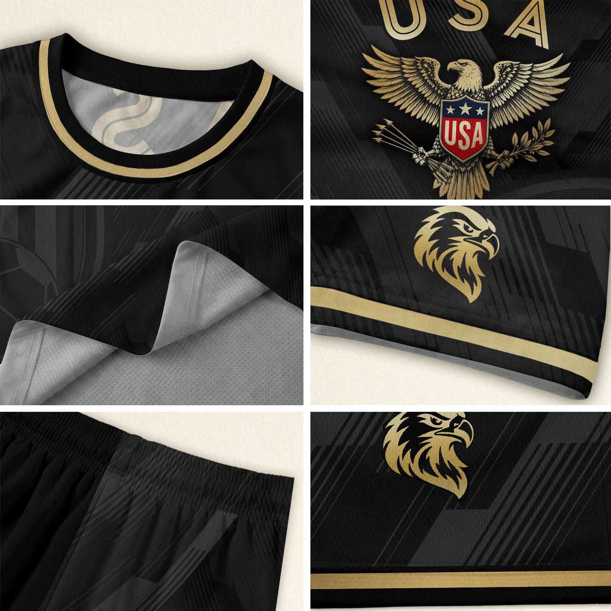 Black USA Soccer Jersey Eagle Patriotic United States Football Shirt Men Women Gift - Rust Field Wear