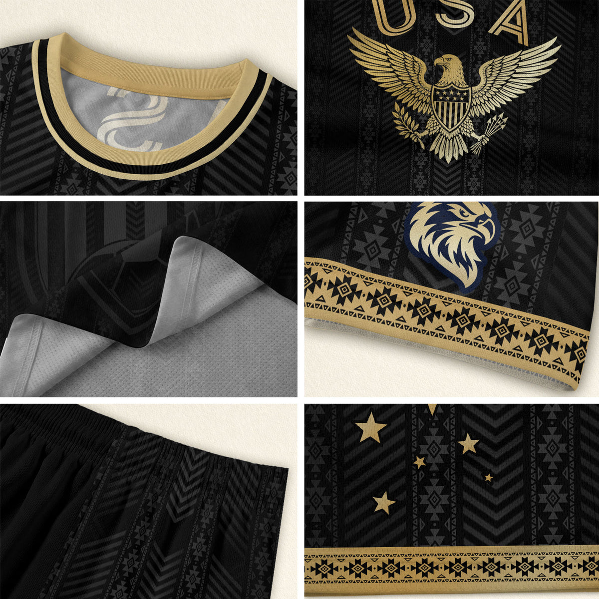 USA Soccer Jersey Patriotic American Eagle Black Gold Shield Football Shirt Men Women Gear upsale - Rust Field Wear