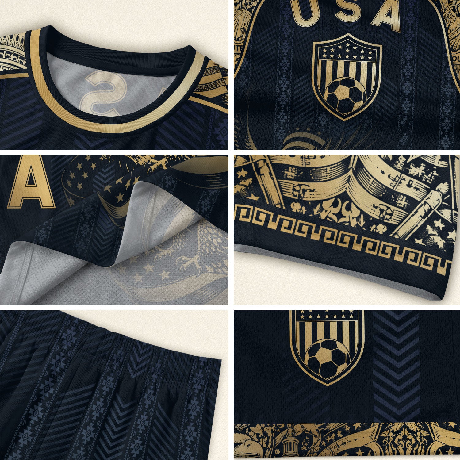 Navy USA Soccer Jersey Patriotic Eagle Statue of Liberty Football Shirt Men Women
