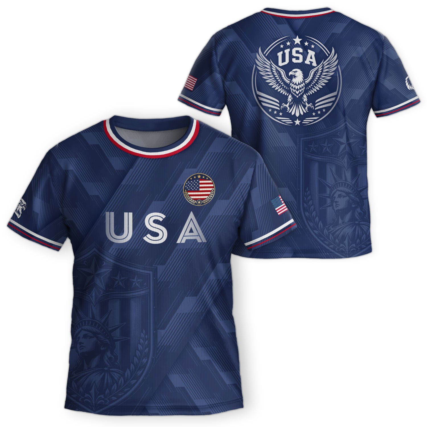 USA Soccer Jersey Kids Set Navy Patriotic Youth Football Shirt Shorts Outfit Kit