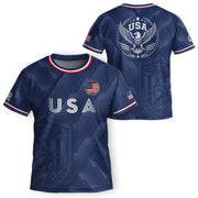 USA Soccer Jersey Kids Set Navy Patriotic Youth Football Shirt Shorts Outfit Kit