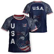 USA Soccer Jersey Kids Shorts Set Navy Athletic Football Shirt and Shorts Outfit