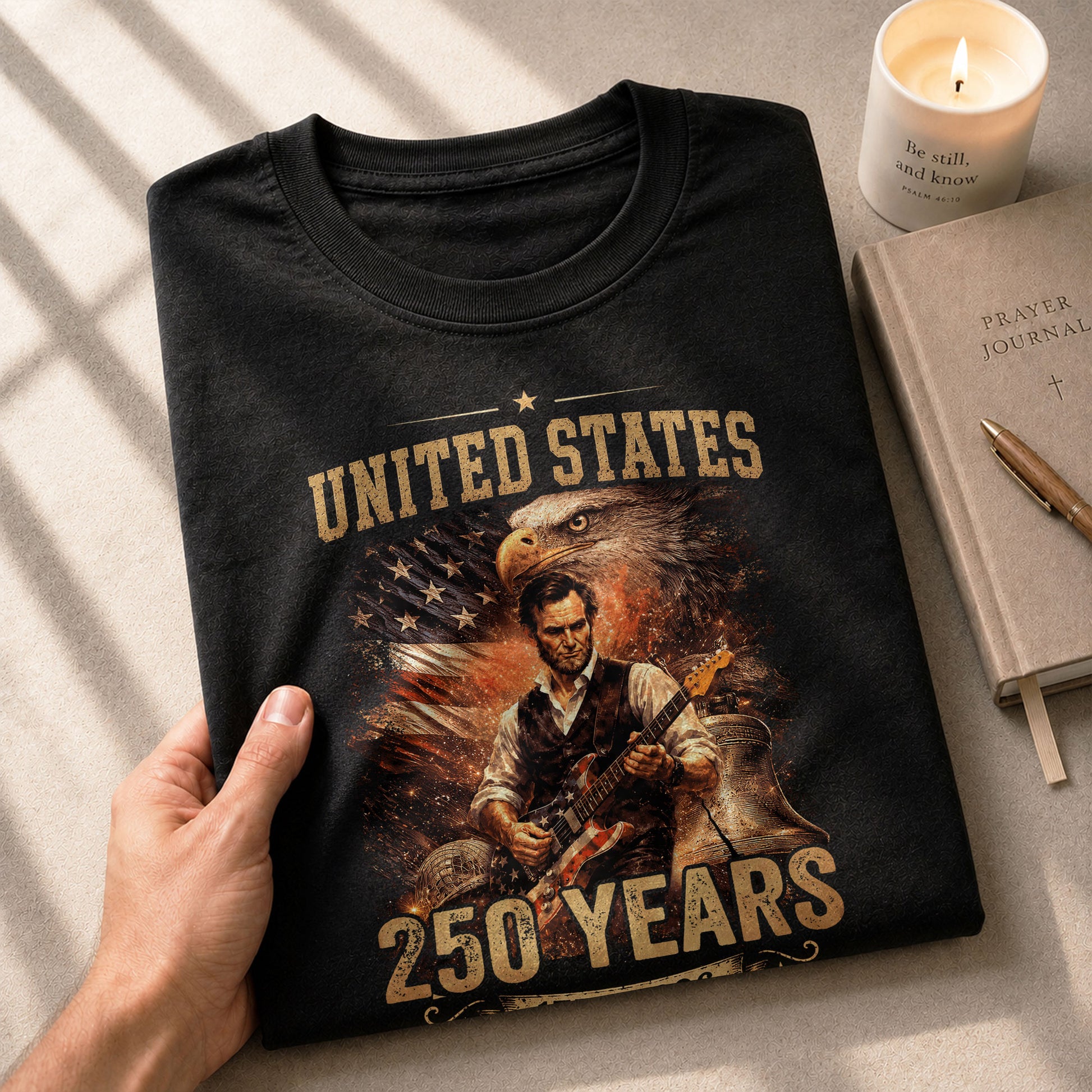 Bald Eagle Liberty Bell Lincoln Guitar Shirt Vintage 1776 2026 Patriotic US Flag Tee - Rust Field Wear