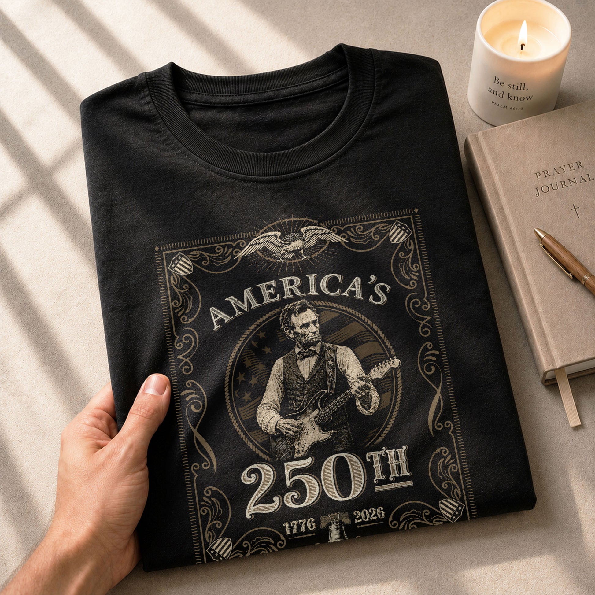 America’s 250th Anniversary Lincoln Playing Guitar Shirt 1776–2026 Vintage USA Independence - Rust Field Wear